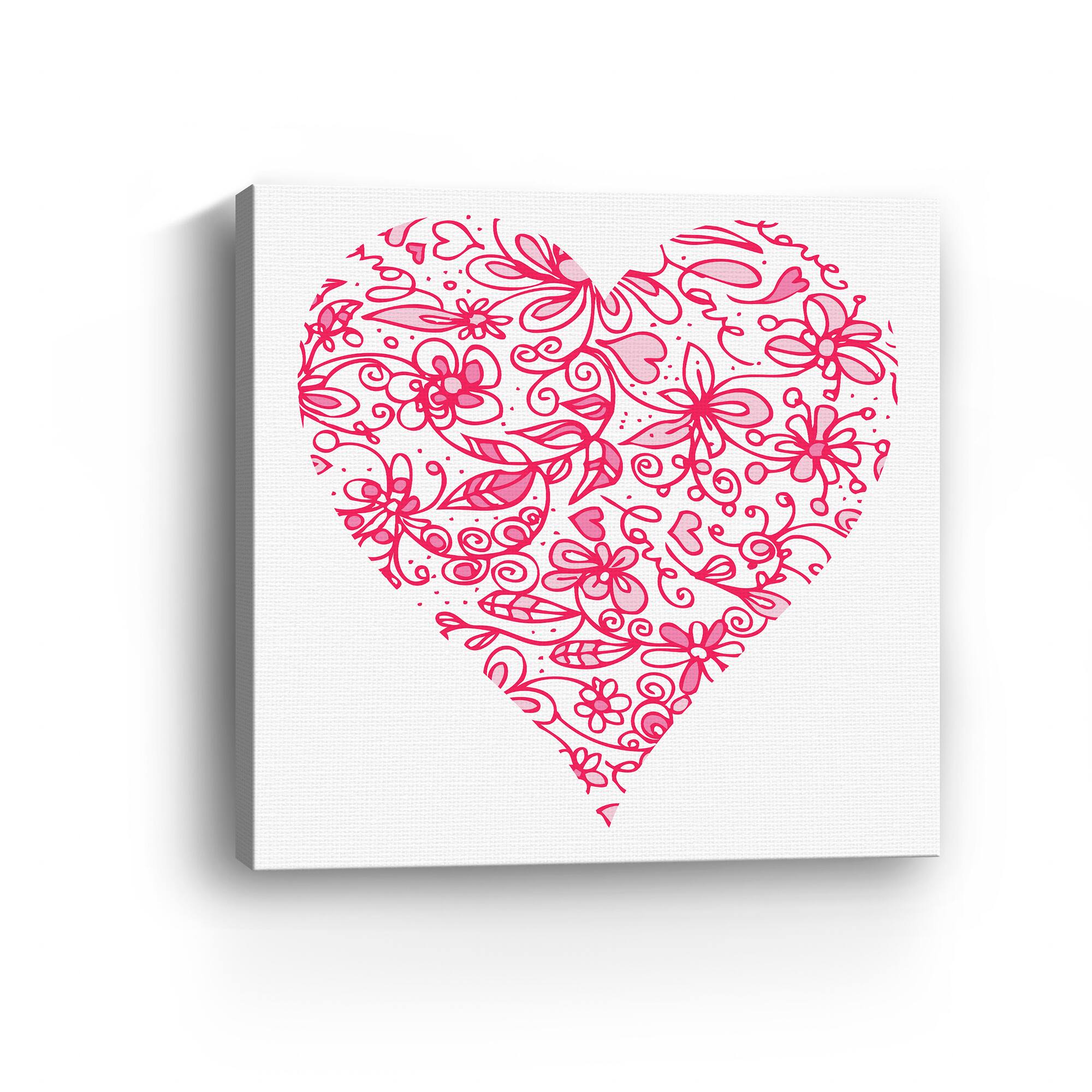 Pink Flower Love Heart Canvas Giclée Art